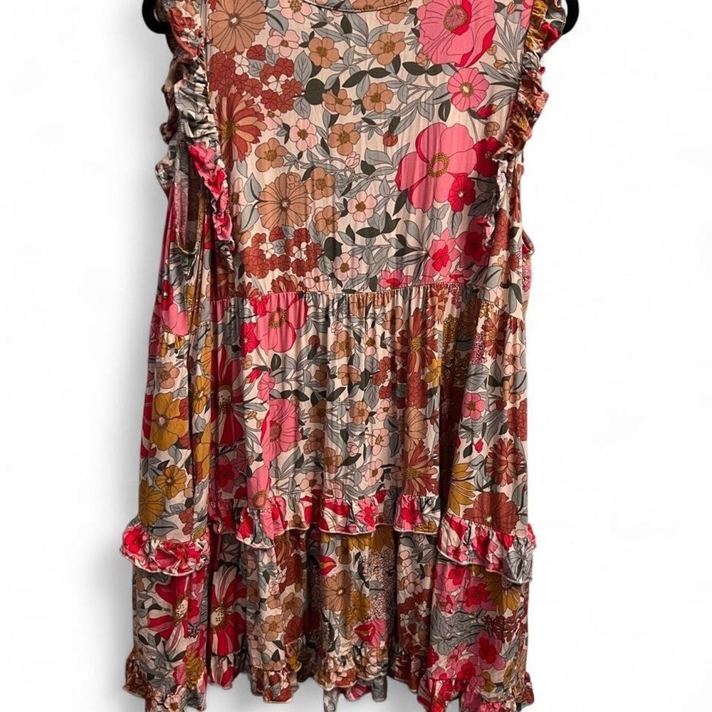 Chic Soul Tiered Babydoll Dress with Ruffles and Pockets Size 2X Women's